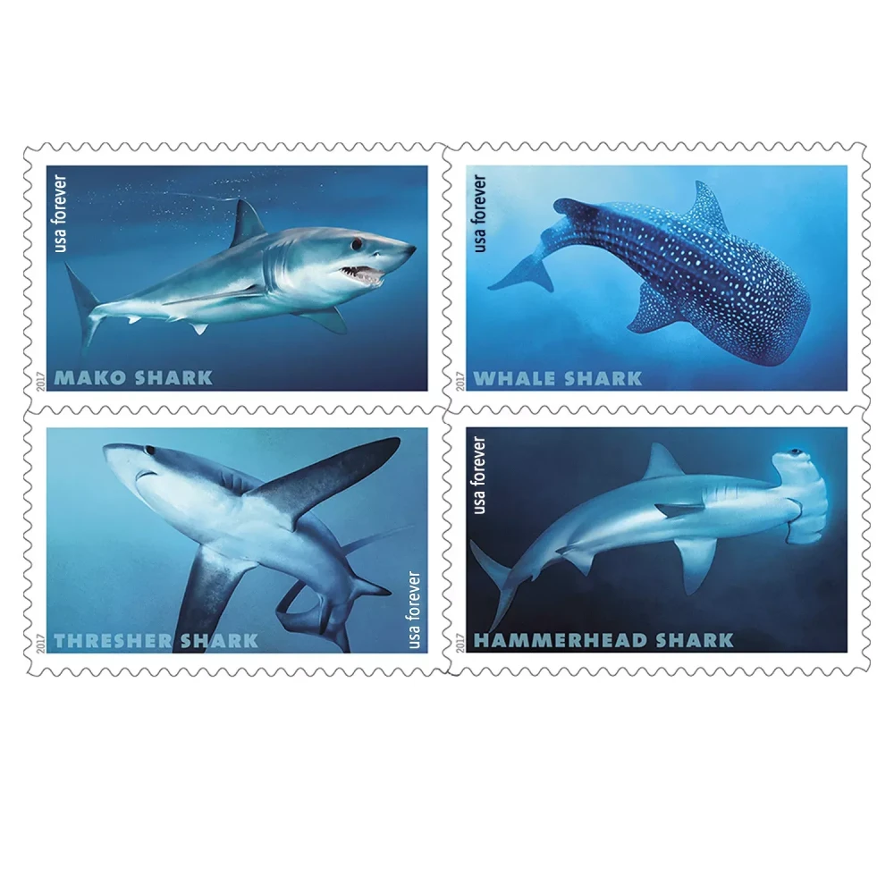 (2017) USPS Shark First Class Forever Postage Stamps