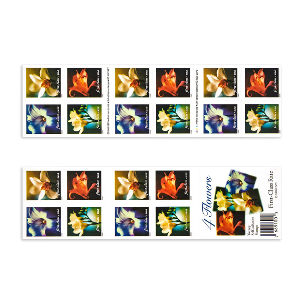 (2000) US 34c Self Adhesive Four Flowers First Class Stamps