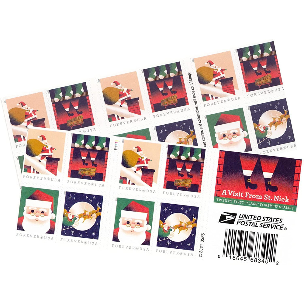 (2021) USPS A Visit from St Nick Forever First Class Postage Stamps