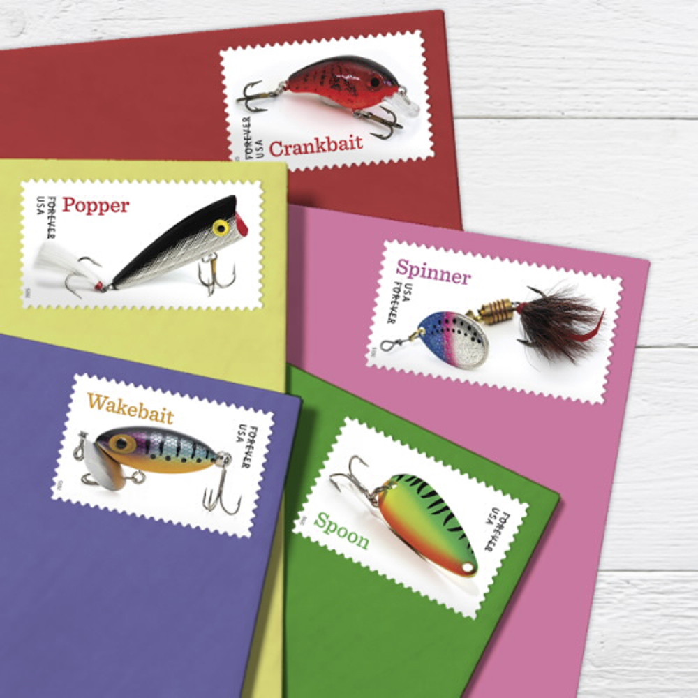 (2025) Freshwater Fishing Lures Forever Stamps, Sheet of 20