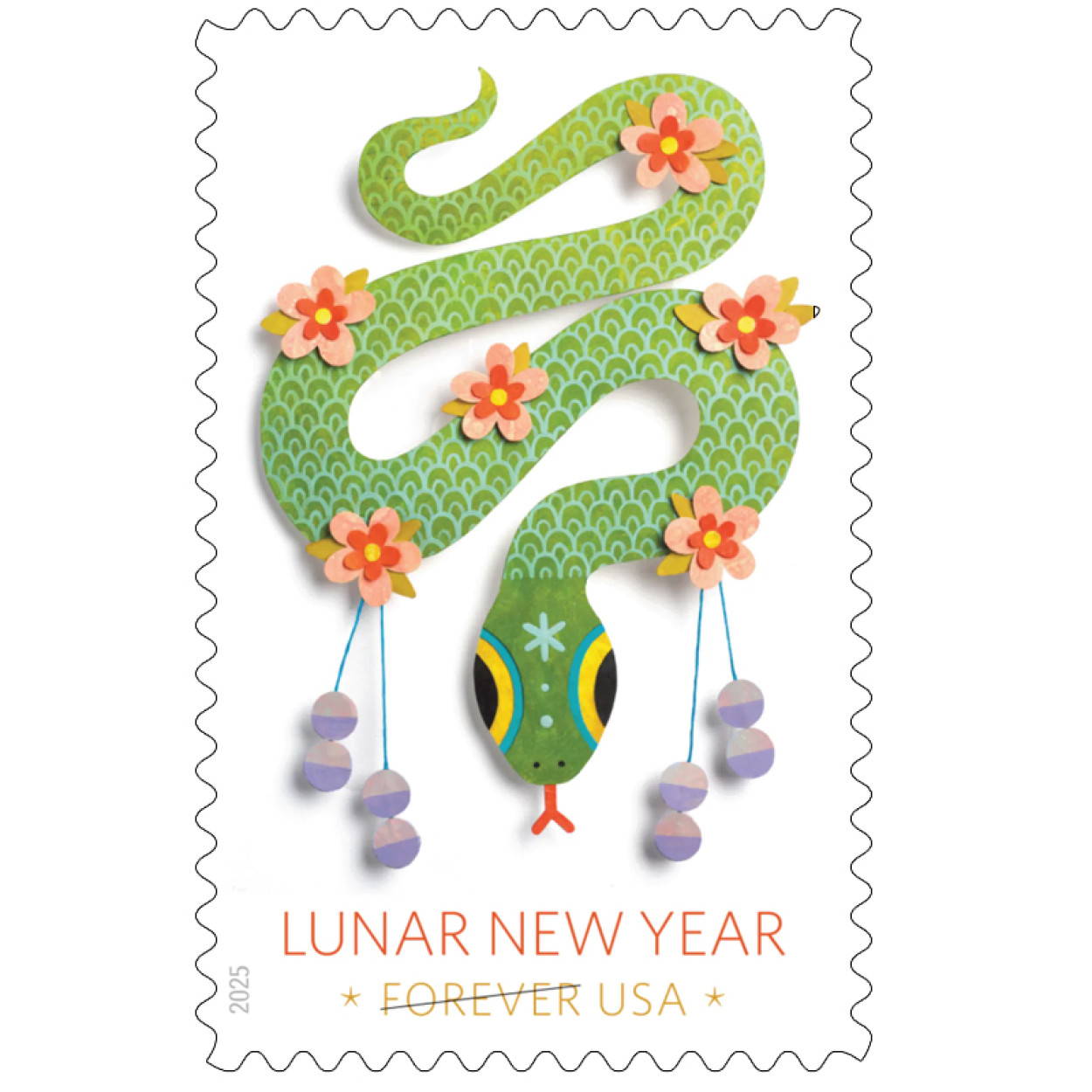 (2025) Lunar New Year: Year of the Snake Stamps, Sheet of 20 Forever