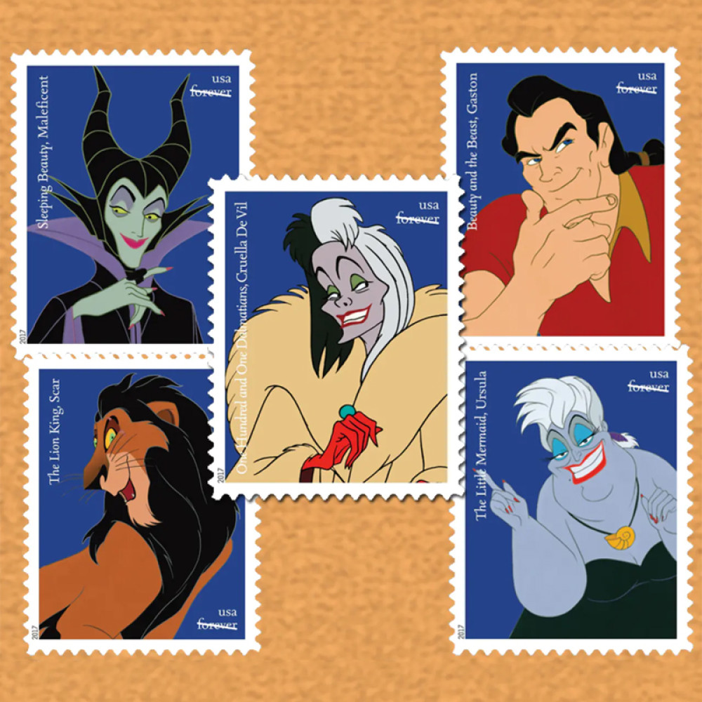 (2017) USPS Walt Disney Villains Forever First Class Postage Stamps