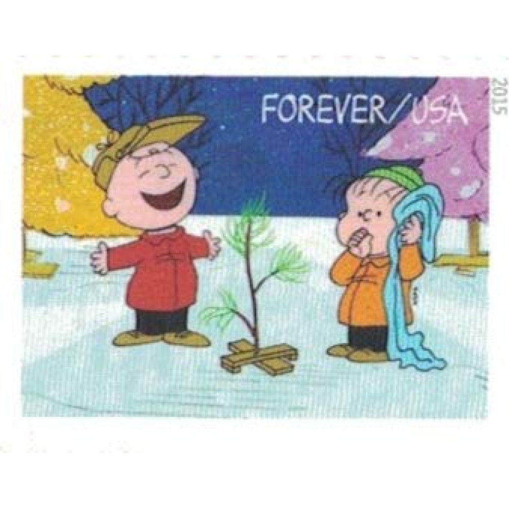 (2015) USPS Charlie Brown Xmas Pane of 20 Forever Postage Stamps
