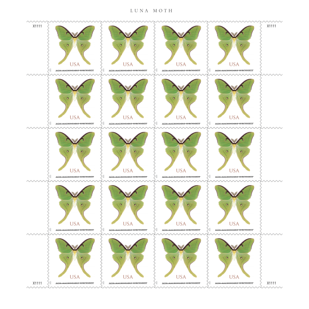 (2025) Luna Moth Stamps, Sheet of 20
