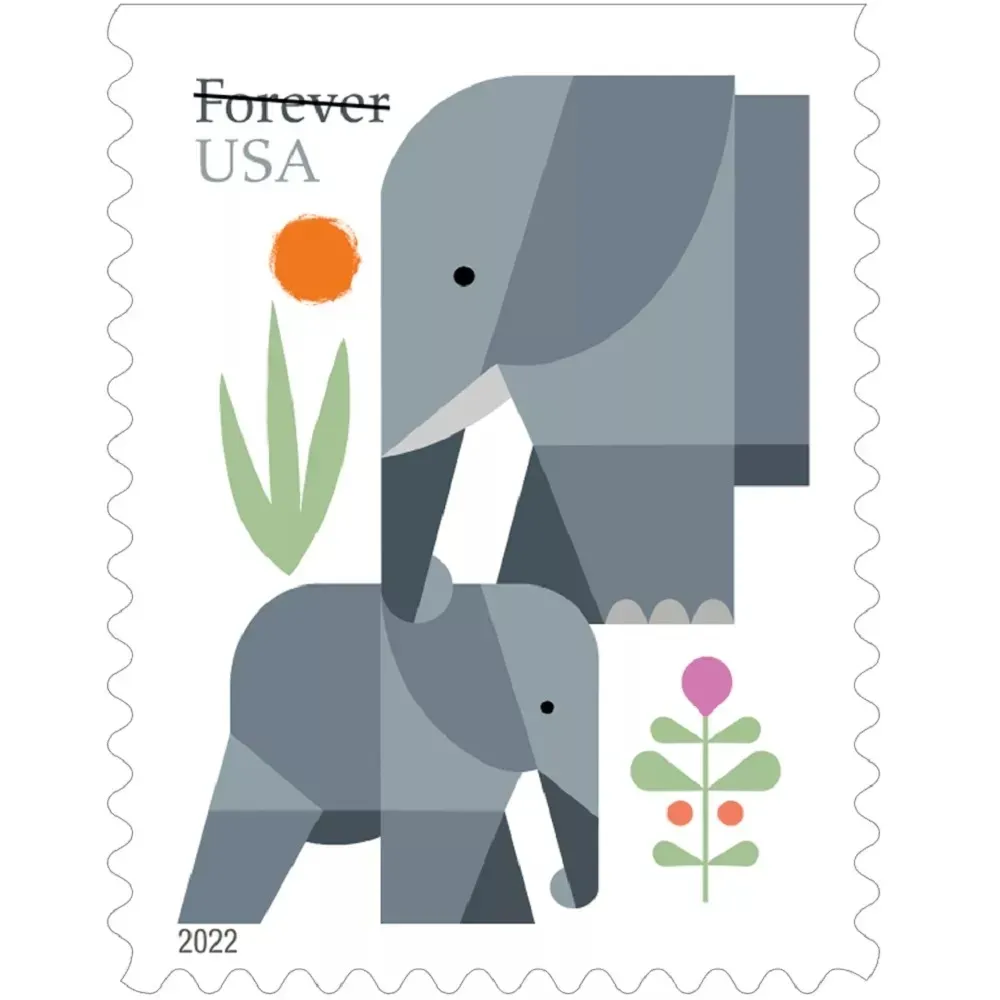 (2022) US Elephants First Class Forever Stamps