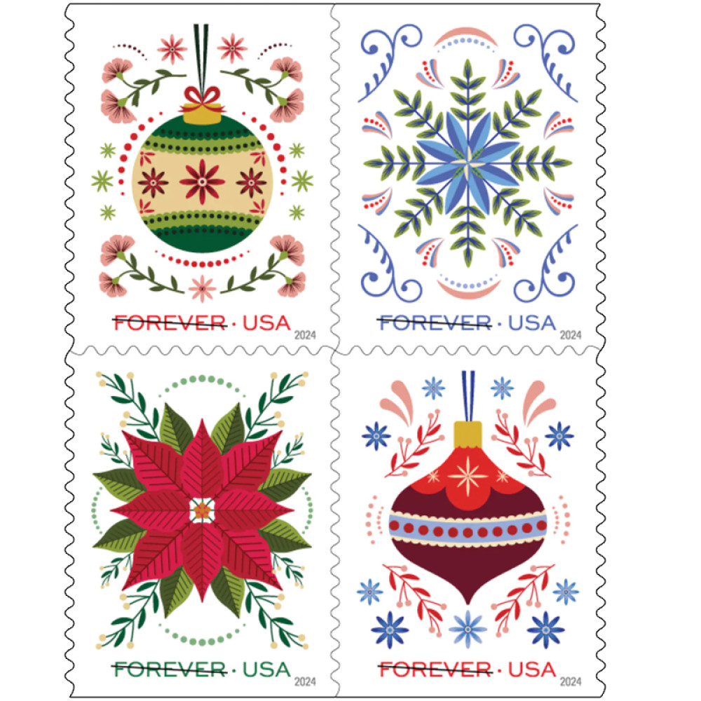 (2024) Holiday Joy Forever Stamps, Book of 20|Multiple Stamp Designs