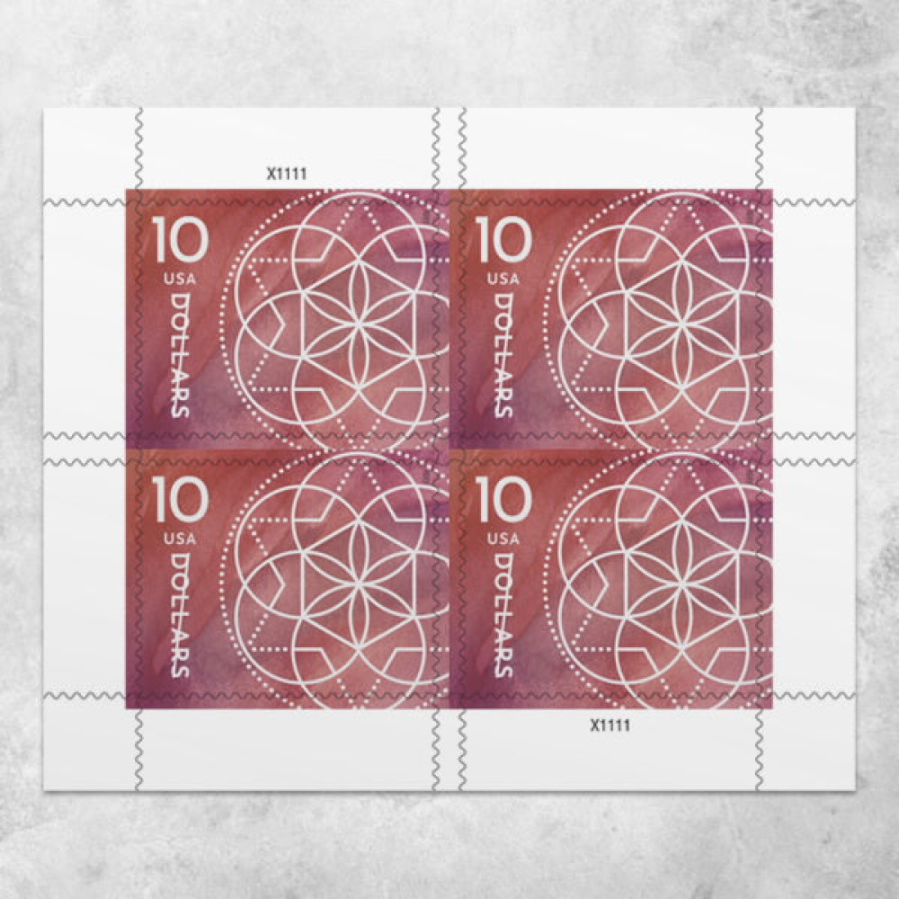 (2023) US 10 Dollar Floral Geometry Stamps