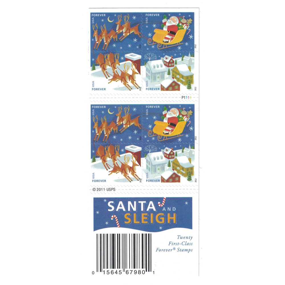 (2012) US Stamp Santa & Sleigh - Booklet of 20 Forever Stamps