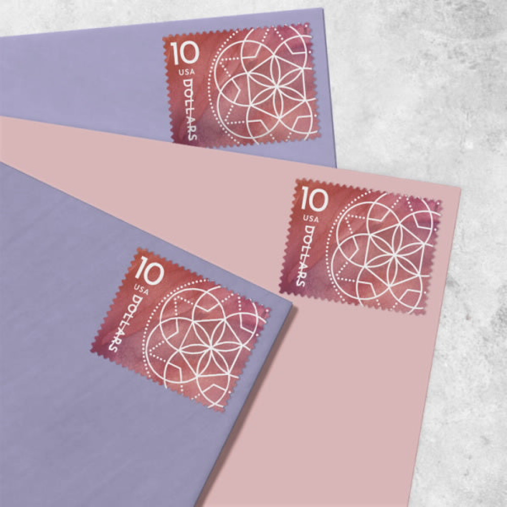 (2023) US 10 Dollar Floral Geometry Stamps