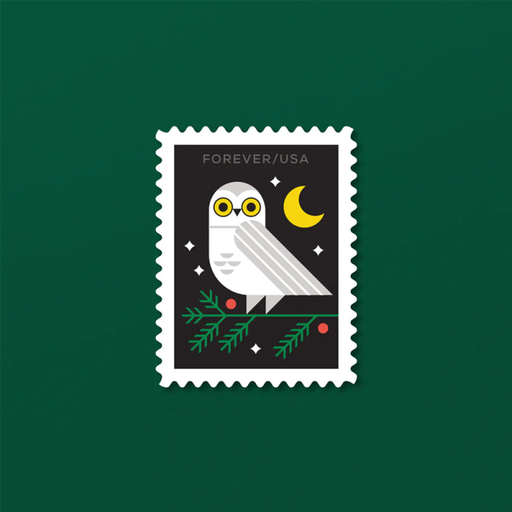 (2023) Winter Woodland Animals Forever Postage Stamps (a Deer, Fox, Rabbit, and Owl)