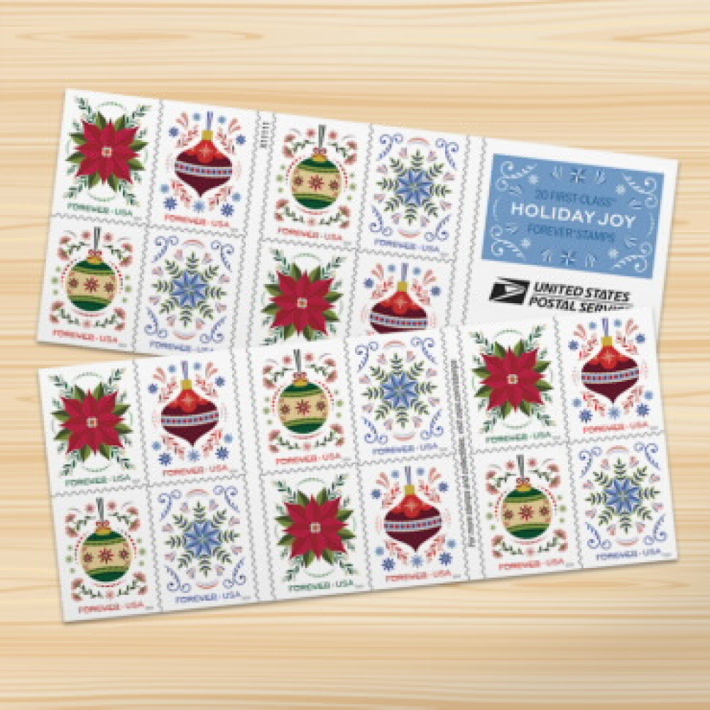 (2024) Holiday Joy Forever Stamps, Book of 20|Multiple Stamp Designs
