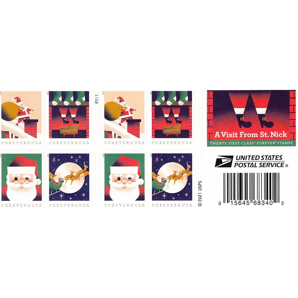 (2021) USPS A Visit from St Nick Forever First Class Postage Stamps
