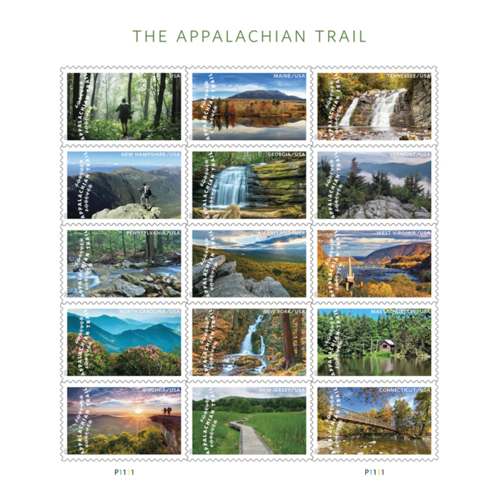 (2025) The Appalachian Trail Forever Stamps, Sheet of 15 | Multiple Stamp Designs
