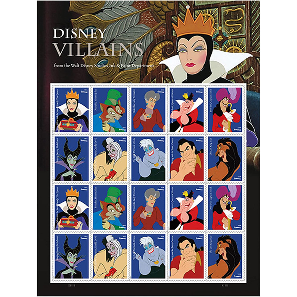 (2017) USPS Walt Disney Villains Forever First Class Postage Stamps