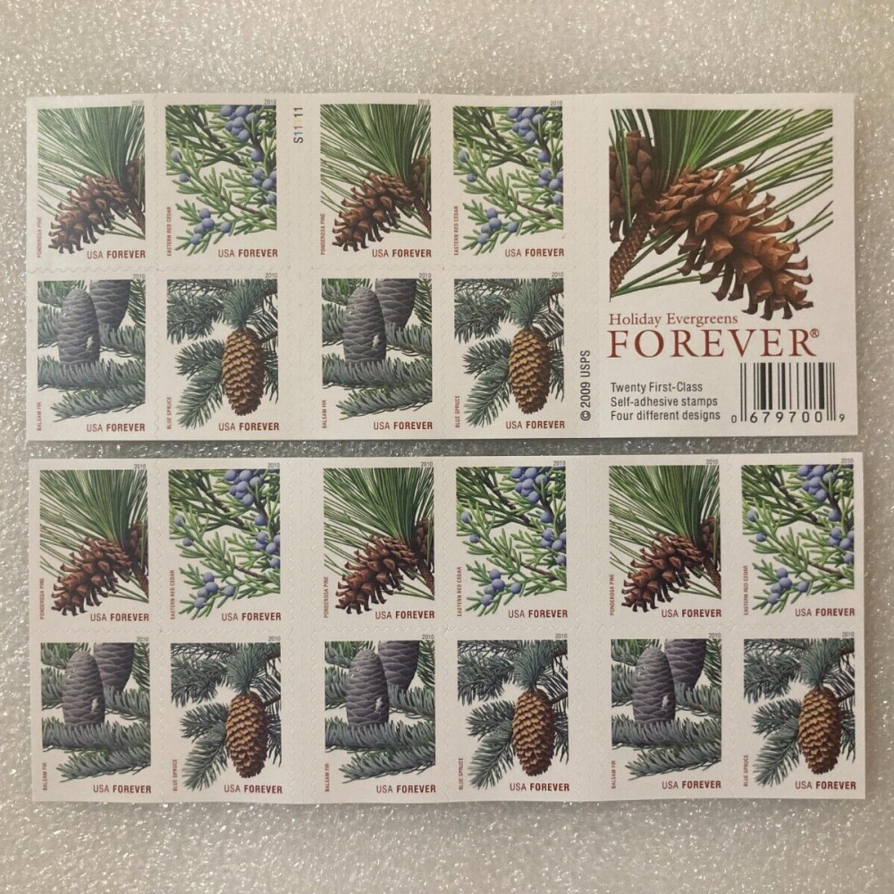 (2009) Holiday Evergreens Booklet Pane of 20 First Class Stamps