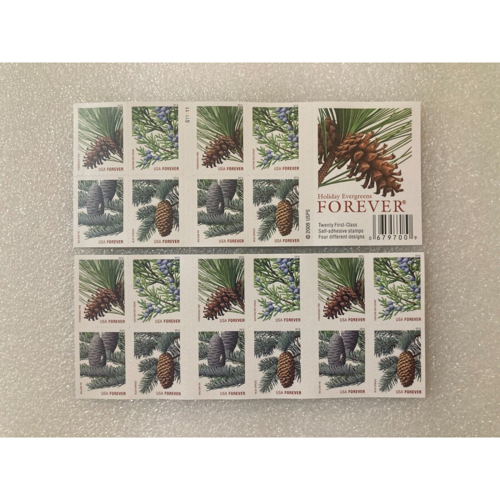 (2009) Holiday Evergreens Booklet Pane of 20 First Class Stamps